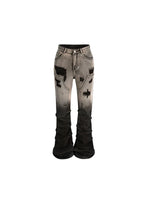 Distressed Pleated Flared Jeans 5