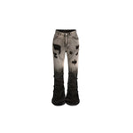 5483976829895,5483976829896,5483976829897,5483976829898, Distressed Pleated Flared Jeans