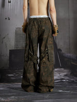 Distressed Pleated Multi-Pocket Cargo Pants 4