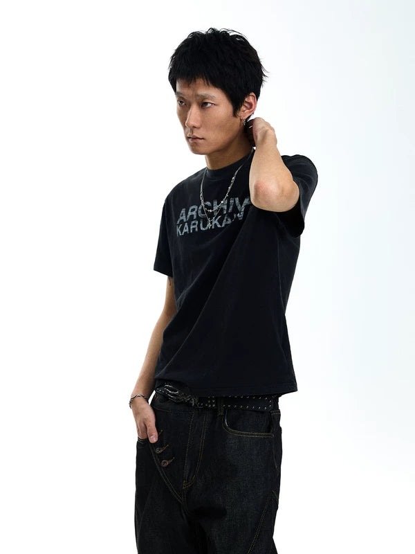 Distressed Print Boxy Fit T-Shirt 2