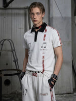 Distressed Print Cotton Polo Shirt 1
