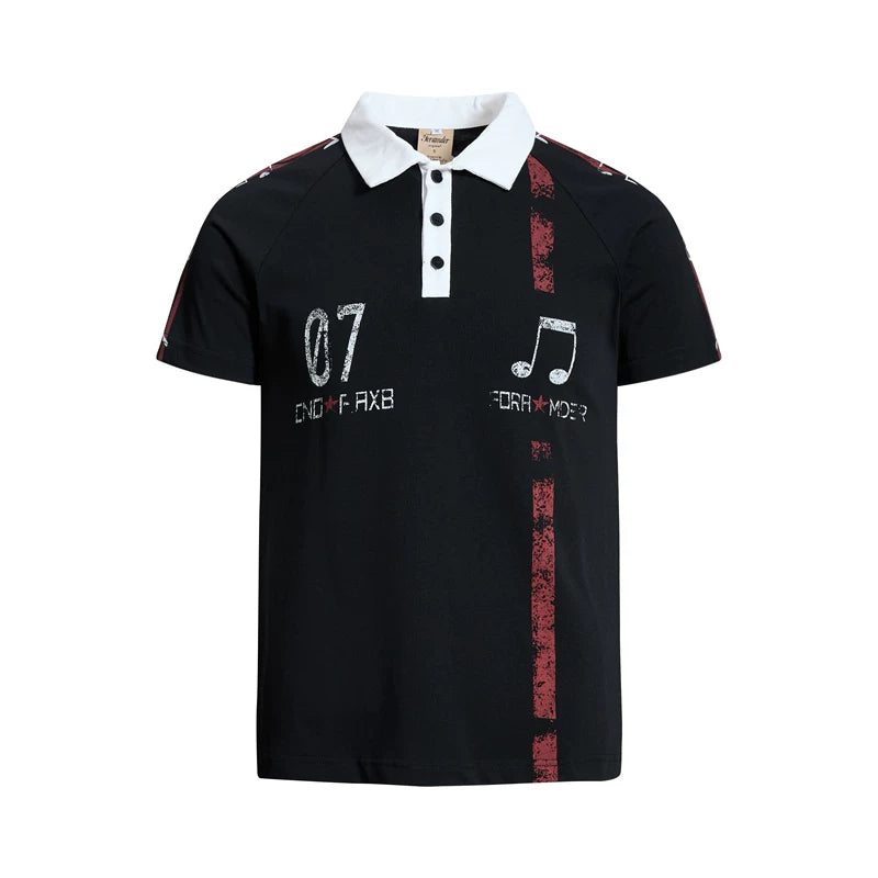 6094809204800,6094809204801,6094809204802,6094809204803, Distressed Print Cotton Polo Shirt
