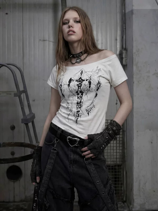 Distressed Print Slim Fit Cotton T-Shirt 1