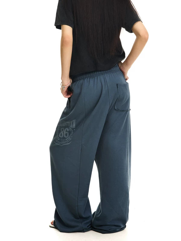 Distressed Printed Oversized Wide-Leg Sweatpants 3