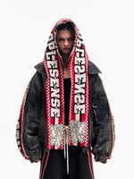 Distressed Racing Denim Jacket with Detachable Hood 1