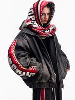 Distressed Racing Denim Jacket with Detachable Hood 2