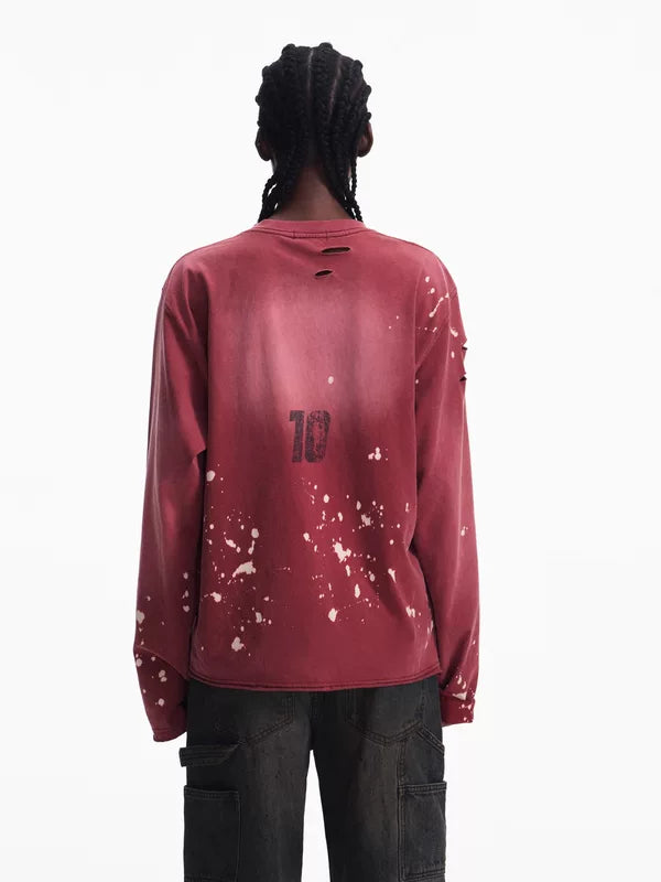 Distressed Racing Prancing Horse Long-Sleeve T-Shirt 2