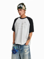 Distressed Raglan Star Graphic T-Shirt 2