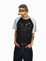 Distressed Raglan Star Graphic T-Shirt 3