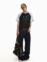 Distressed Raglan Star Graphic T-Shirt 4