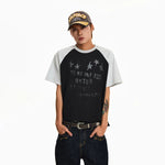 6206535927143,6206535927144,6206535927145, Distressed Raglan Star Graphic T-Shirt