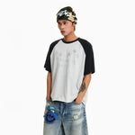 6206535927146,6206535927147,6206535927148, Distressed Raglan Star Graphic T-Shirt