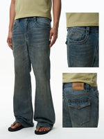 Distressed Retro Flared Knit Jeans Pants 4