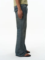 Distressed Retro Flared Knit Jeans Pants 5