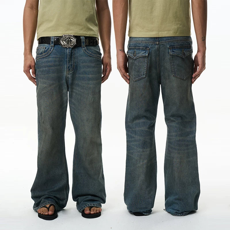 6252059286007,6252059286008,6252059286009,6252059286010, Distressed Retro Flared Knit Jeans Pants