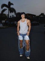 Distressed Retro Ripped Denim Pants 3