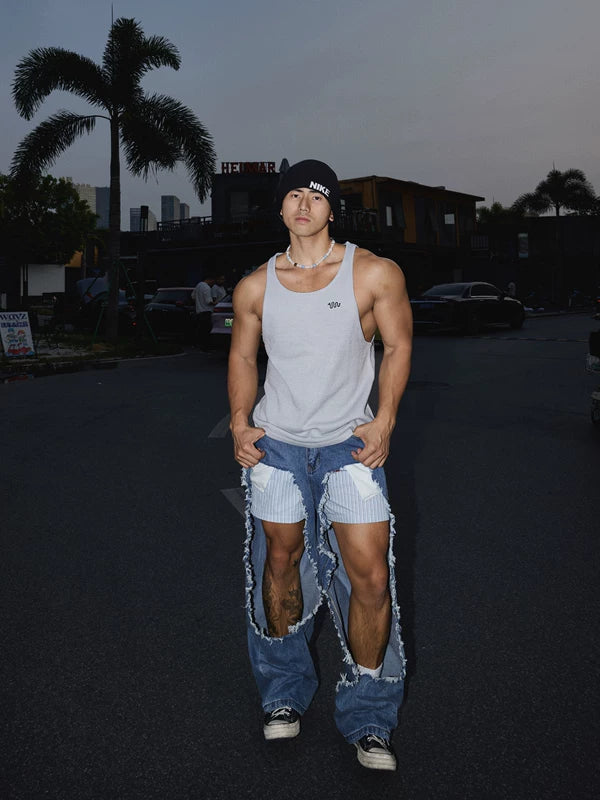 Distressed Retro Ripped Denim Pants 3