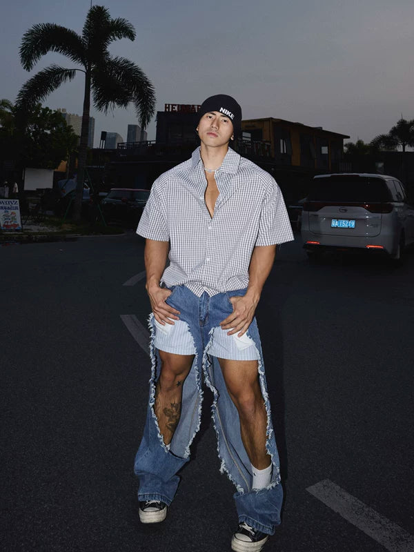 Distressed Retro Ripped Denim Pants 4