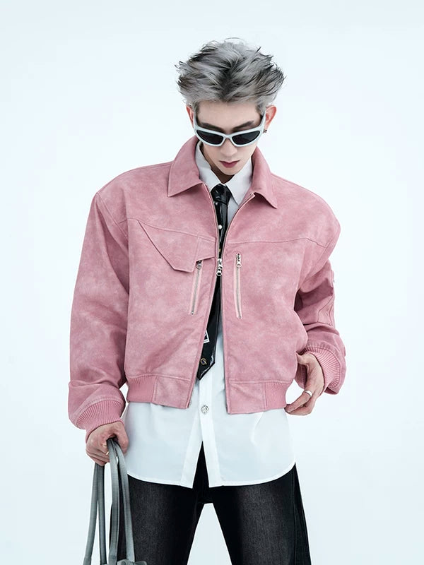 Distressed Retro Short PU Leather Jacket 4