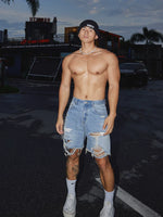 Distressed Retro Washed Denim Shorts 1
