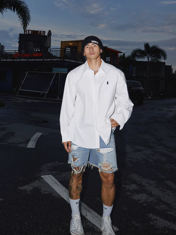 Distressed Retro Washed Denim Shorts 2