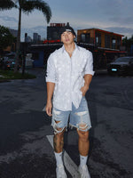 Distressed Retro Washed Denim Shorts 3