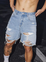 Distressed Retro Washed Denim Shorts 5