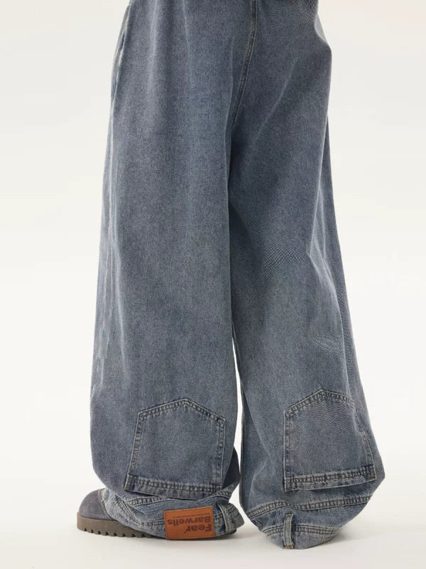 Distressed Reversible Wide-Leg Jeans Pants 1