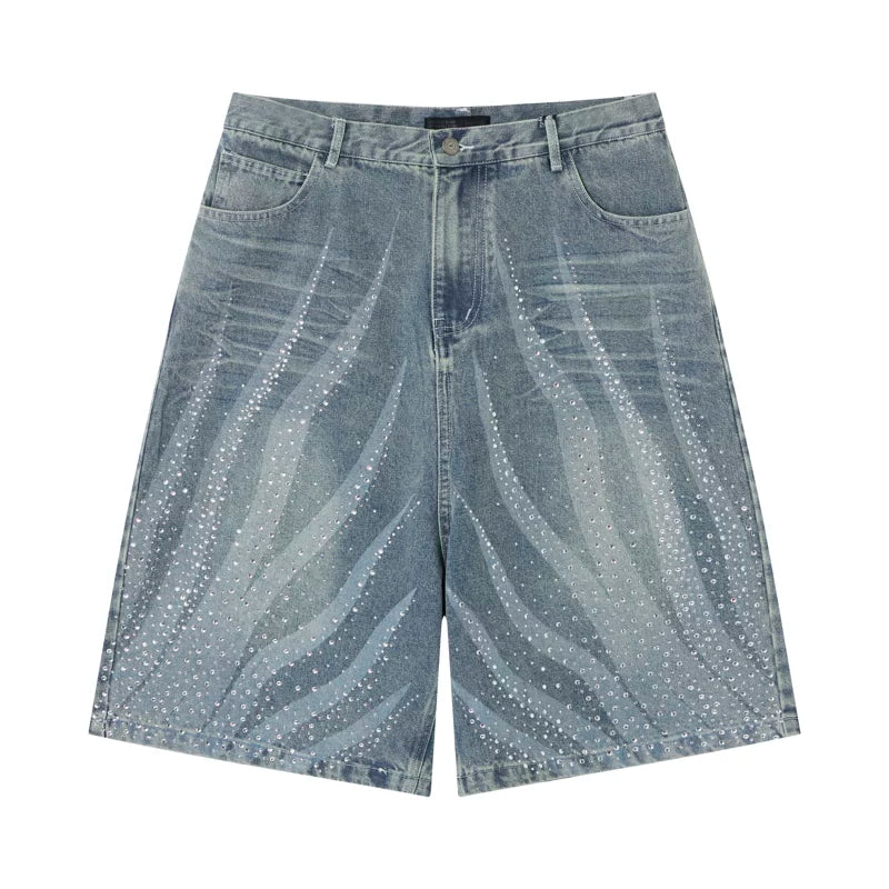 6087886757490,6087886757491,6087886757492, Distressed Rhinestone Denim Capri Pants