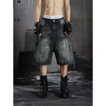 6087905485299,6087905485300,6087905485301, Distressed Rhinestone Denim Shorts