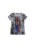 Distressed Rhinestone Flag Print T-Shirt 5