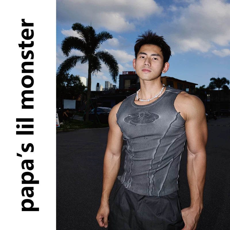 6261617991964,6261617991965, Distressed Ribbed Patchwork Street Style Vest