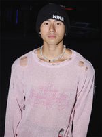 Distressed Ripped Sheer Knit Sweater 3