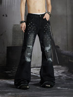 Distressed Rivet Flared Pants 2