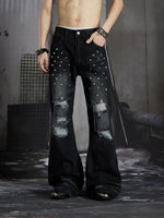 Distressed Rivet Flared Pants 4