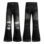 6253833123818,6253833123819,6253833123820,6253833123821,6253833123822, Distressed Rivet Flared Pants