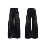 6186561311982,5979098140964,5979098140965,5979098140966,5979098140967, Distressed Rivet Wide-Leg Denim Pants