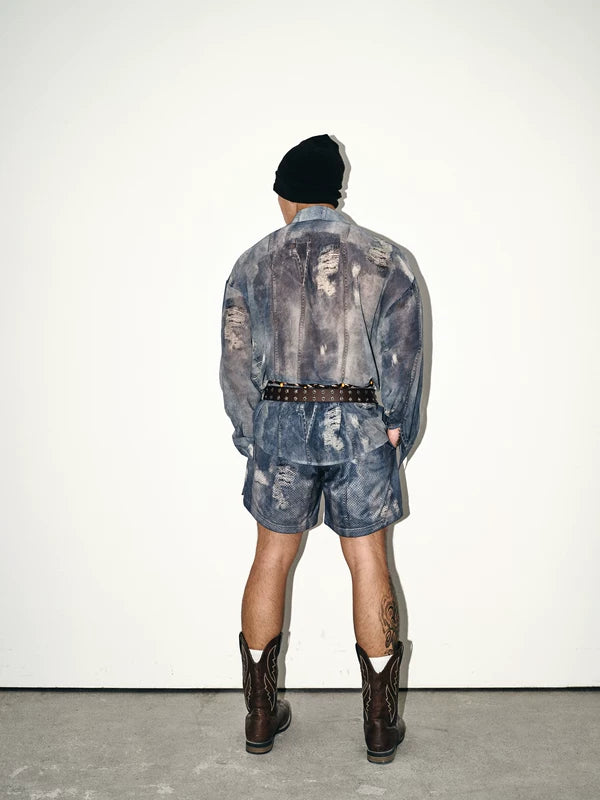 Distressed Sheer Denim Long-Sleeve Shirt 3