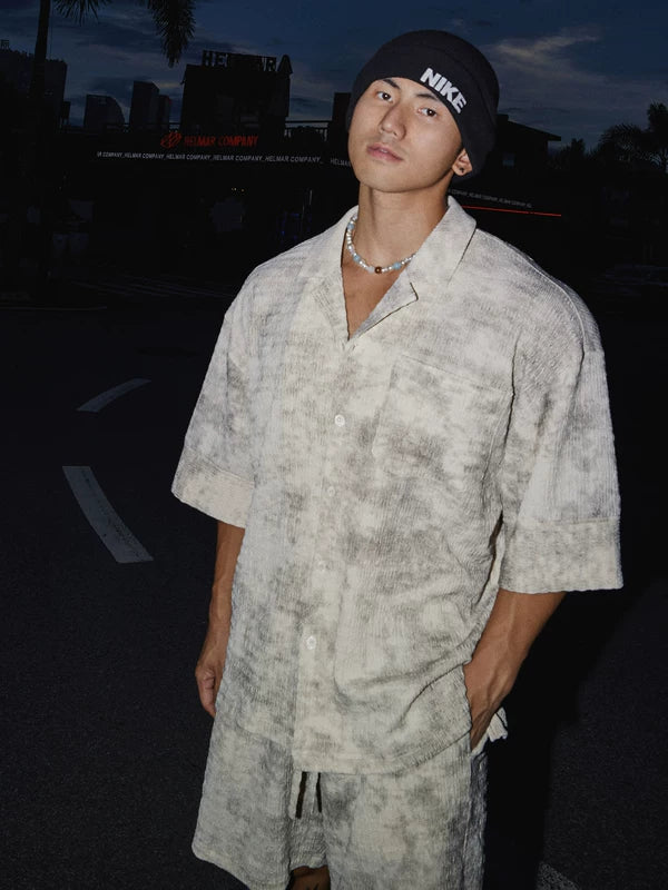 Distressed Short-Sleeve Shirt and Shorts Set 2