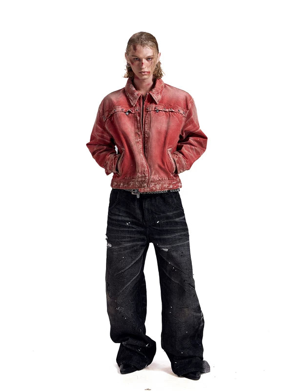 Distressed Short Wide-Leg Denim Jacket 4