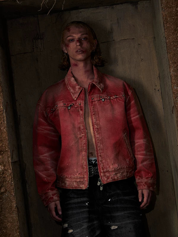 Distressed Short Wide-Leg Denim Jacket 5
