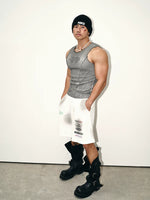Distressed Sleeveless Vest with Exposed Stitching 5