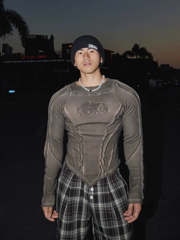 Distressed Slim Fit Long Sleeve T-Shirt 4