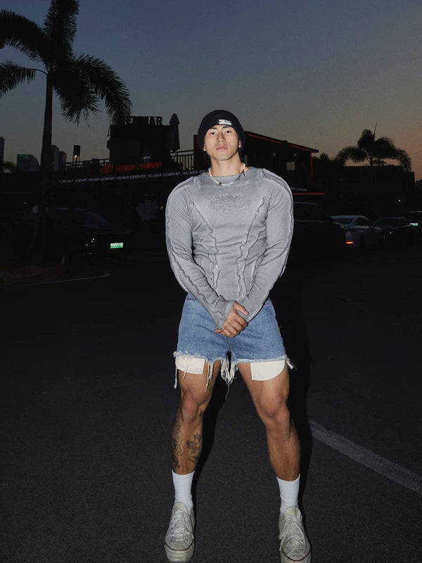 Distressed Slim Fit Long Sleeve T-Shirt 5