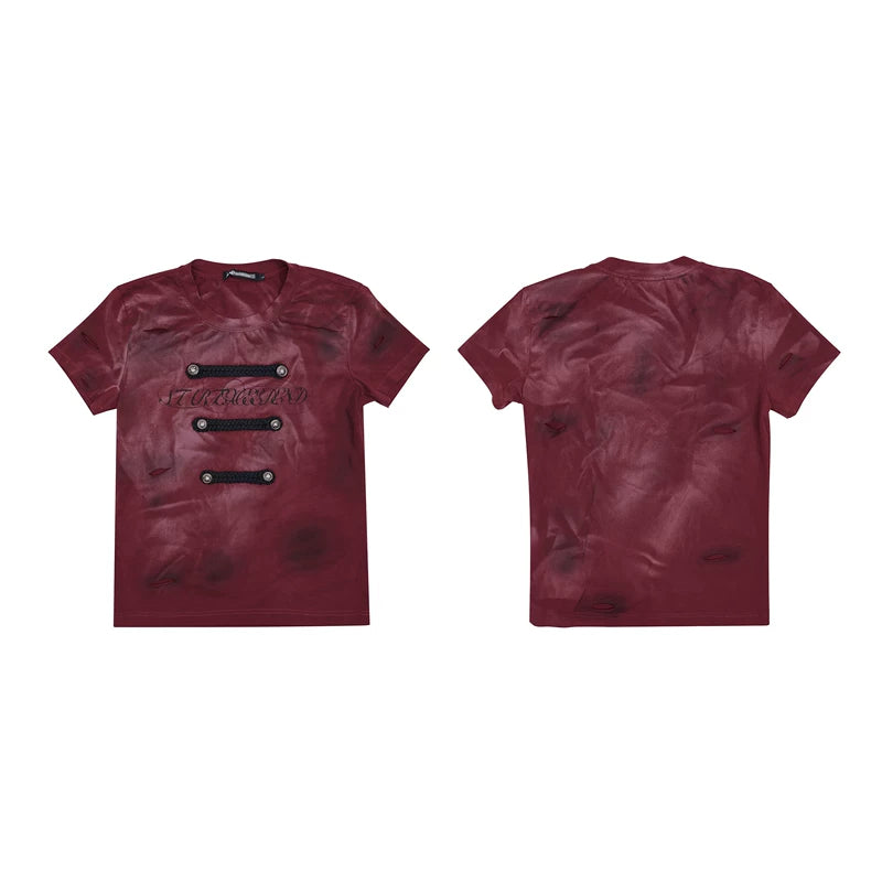 6236421446733,6236421446734,6236421446735,6236421446736, Distressed Slim Fit Short-Sleeve T-Shirt