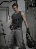 Distressed Slim Fit Sleeveless Vest 1