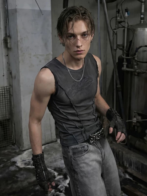 Distressed Slim Fit Sleeveless Vest 4