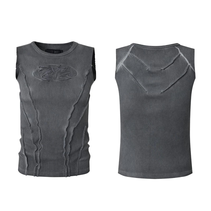 6253929615975,6253929615977,6253929615979, Distressed Slim Fit Sleeveless Vest
