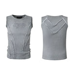 6253929615974,6253929615976,6253929615978, Distressed Slim Fit Sleeveless Vest