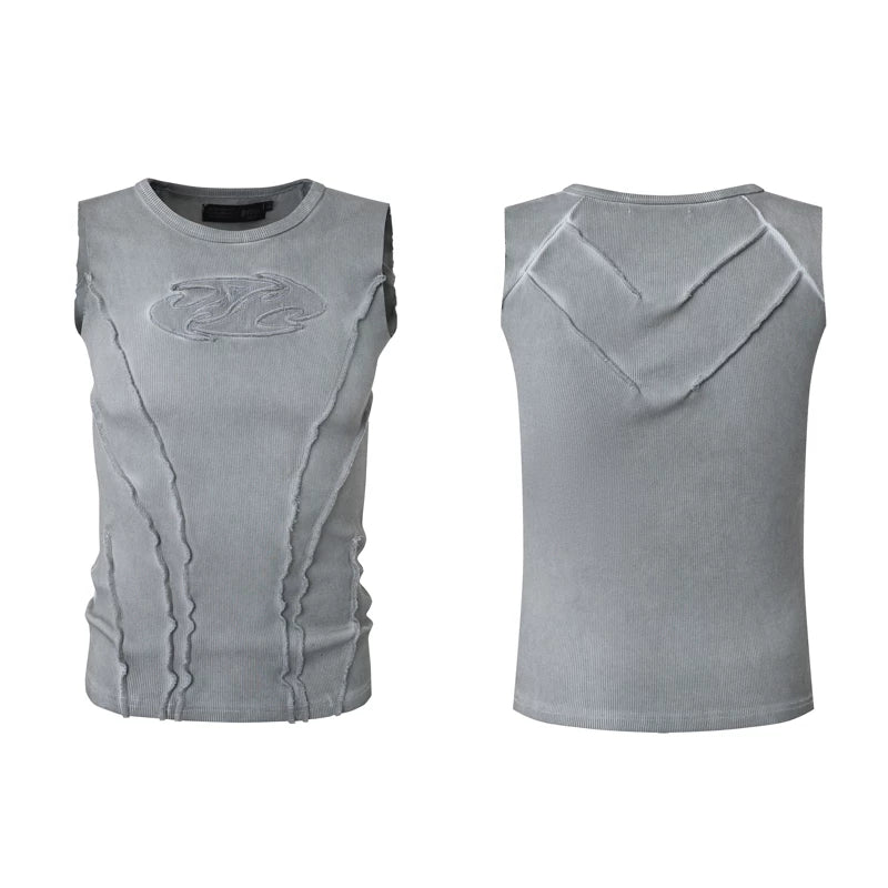 6253929615974,6253929615976,6253929615978, Distressed Slim Fit Sleeveless Vest